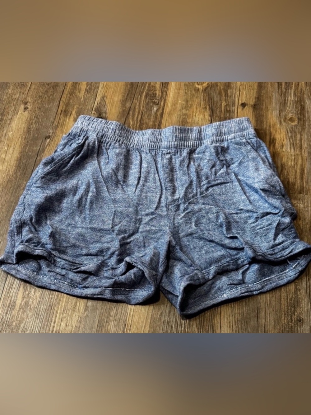 Frank by Frank & Oak Blue Linen Blend Pull On Shorts Size Small